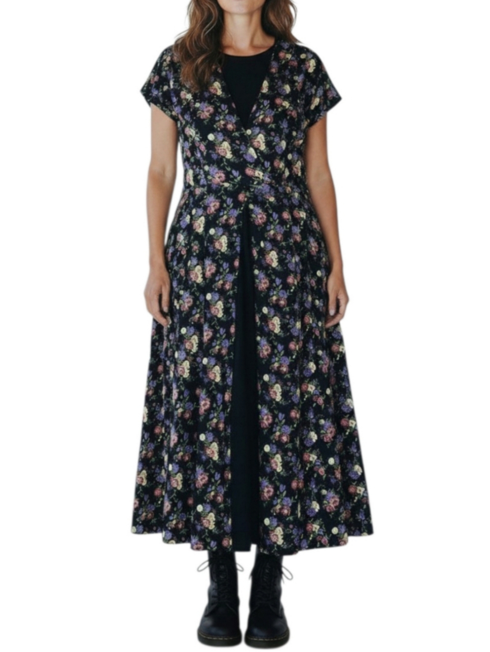 Vintage 90s Y2K Floral Maxi Dress Size 24 Dark Romance Whimsigoth Fairy Grunge